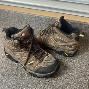 Merrell Hiking Ankle Boots Lace Up Mens Sz 10 Moab Brown Vibram Waterproof Trail